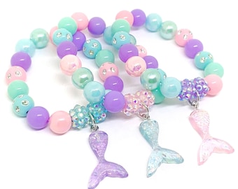 Mermaid tail bracelets party favors in organza bags