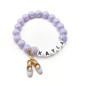 Ballet name bracelet girls ballerina jewelry pink purple blue white red