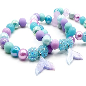 Pastel Mermaid tail bracelets party favors, Girls sealife gifts