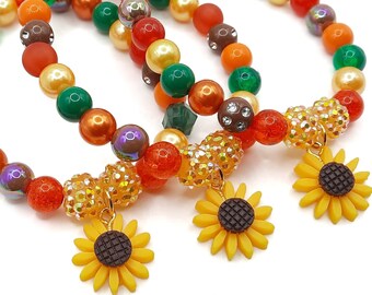 Fall sunflower bracelets Autumn Thanksgiving party favors jewelry