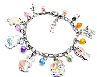 Personalized Easter charm bracelet gift for girls or women