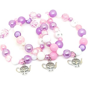 Girl&#39;s Tea party bracelets party favors teapot birthday