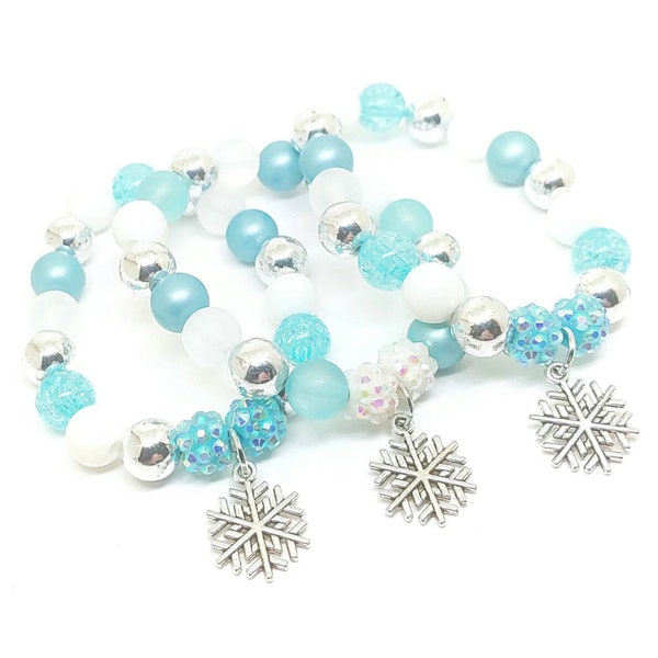 Blue snowflake birthday bracelets party favors