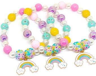 Pastel rainbow bracelets party favors - Girls celestial birthday party favors