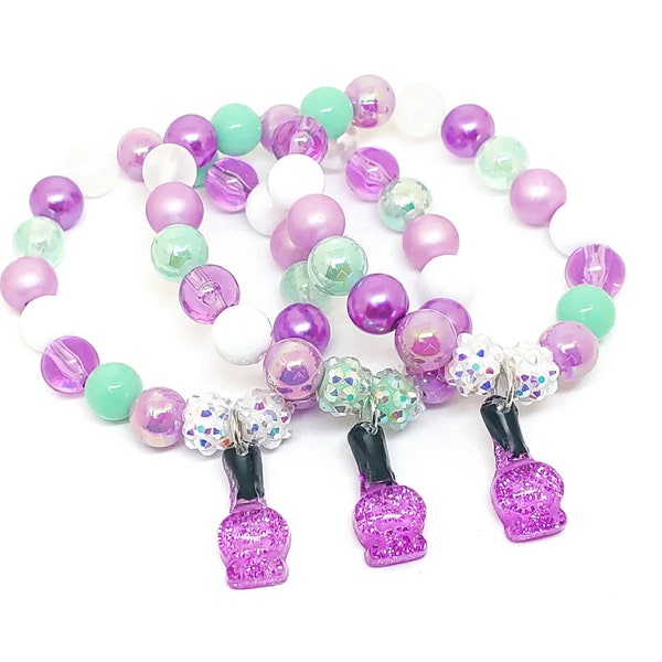 Nail polish bracelets party favors Purple spa birthday gifts