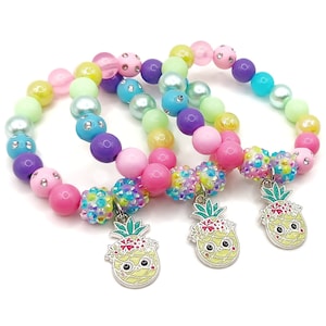 Pineapple bracelets party favors Girls pastel luau birthday