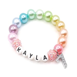 Girls name birthday bracelet, Personalized numbers 1-9 jewelry