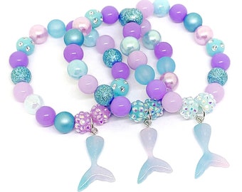 Mermaid tail bracelets party favors, Girls under the sea birthday jewelry