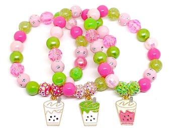 Girls bubble tea bracelets party favors Bobo birthday