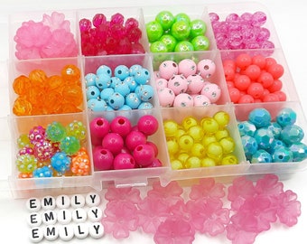 Personalized luau lei bead jewelry craft container, Diy necklace bracelet kit box