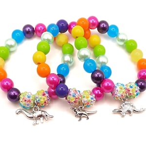 Rainbow dinosaur bracelets party favors, Girls trex birthday