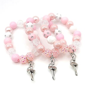 Girls pink ballet bracelets party favors Ballerina birthday