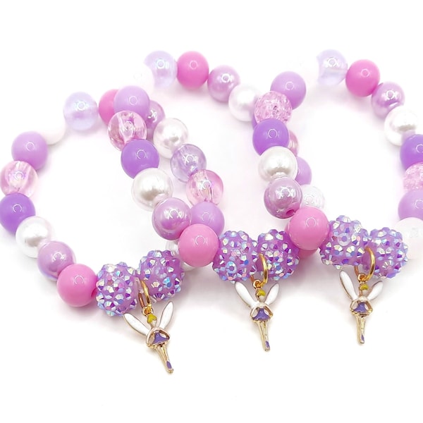 Fairy bracelets party favors, Girls purple enchanted birthday