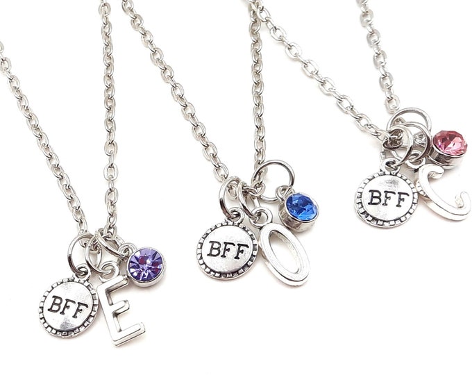 Personalized birthstone best friend necklaces, Favorite color rhinestone 2 3 4 5 friendship necklaces