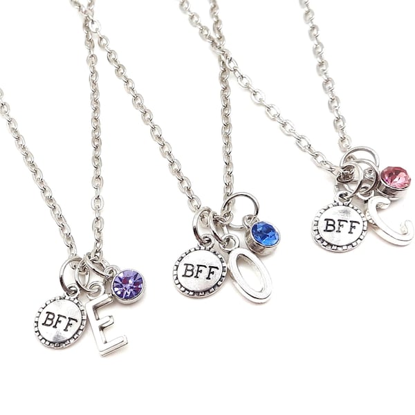 Personalized birthstone best friend necklaces, Favorite color rhinestone 2 3 4 5 friendship necklaces