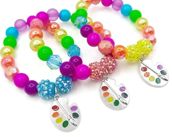 Neon paint bracelets party favors, Girls rainbow art birthday