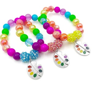 Neon paint bracelets party favors, Girls rainbow art birthday