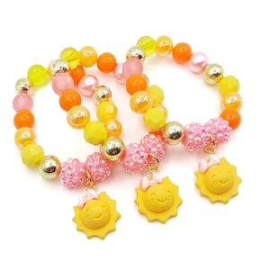 Sun birthday bracelets party favors, Girls sunshine jewelry