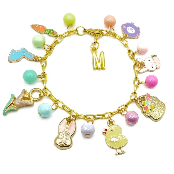 Personalized Easter charm bracelet, 8" holiday jewelry