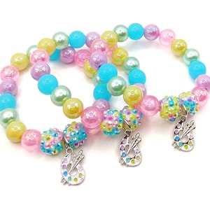 Pastel paint bracelets party favors Girls art palette birthday