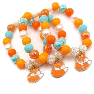 Fox bracelets party favors Girls woodland birthday in organza bags
