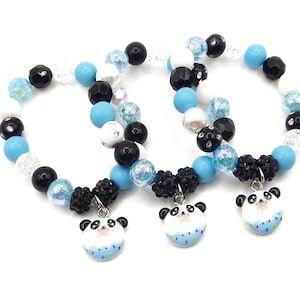 Blue panda donut bracelets party favors Girls birthday gifts