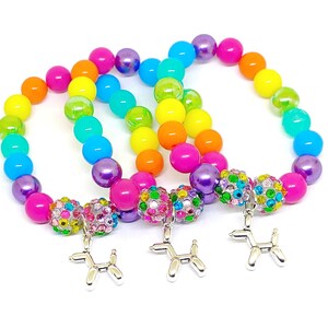 Balloon dog bracelets party favors Girls rainbow poodle birthday