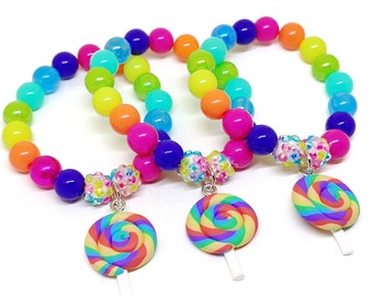 Rainbow lollipop bracelets party favors Girls candy birthday