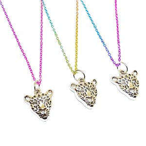 Rainbow cheetah necklaces party favors, silver or gold leopard jewelry