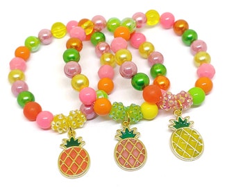 Pineapple bracelets party favors Girls luau birthday