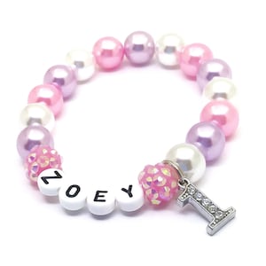 Girls name birthday bracelet - Personalized 1st birthday 2nd birthday 3rd birthday