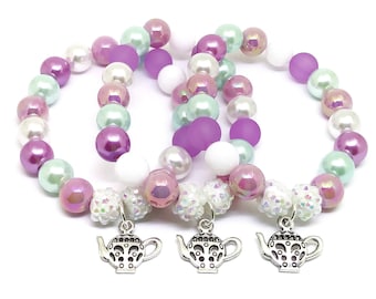 Tea party bracelets party favors - Girls Tea pot birthday supplies