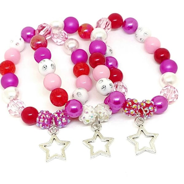 Pulseras de estrellas, regalos de fiesta, cumpleaños celestial para niñas