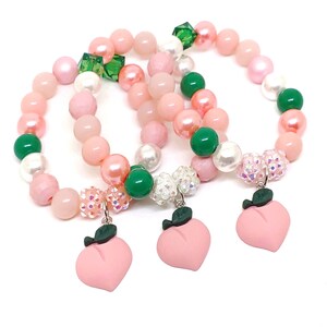 Peach bracelets birthday party favors, Girls fruit party supplies