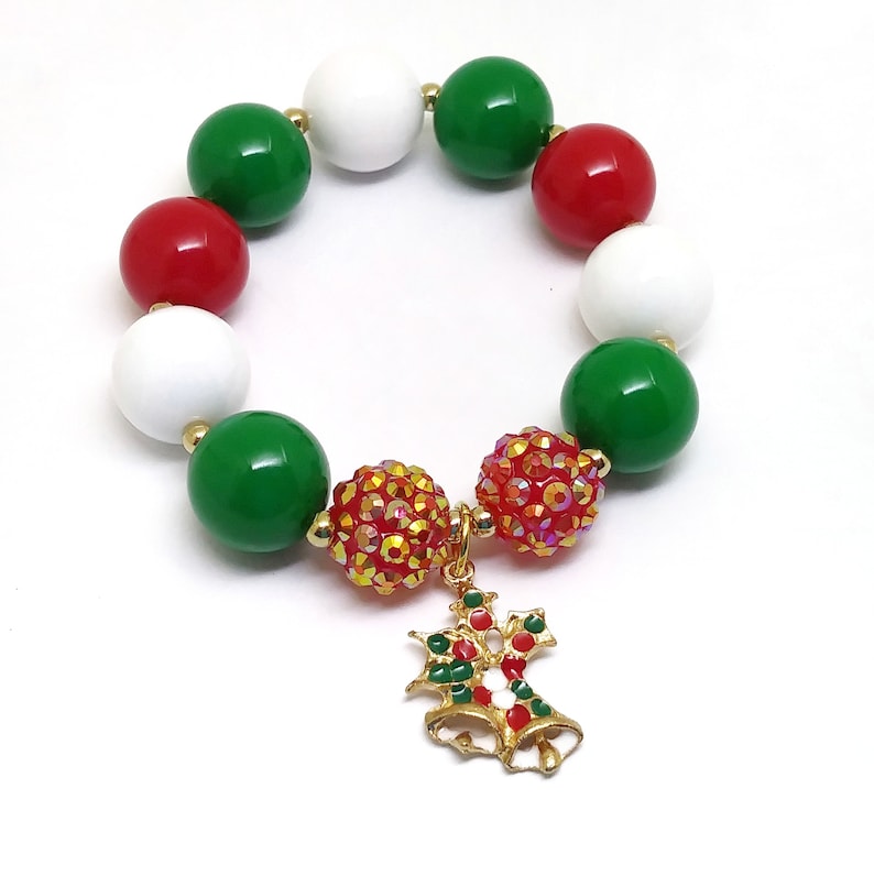 Girls Christmas bracelet Chunky reindeer stretch bracelet