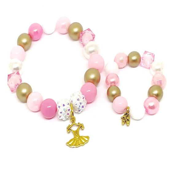 Little Girls Ballet Beaded Bracelet, Toddler Kids Jewelry Birthday Gifts,  Kids Bracelets.