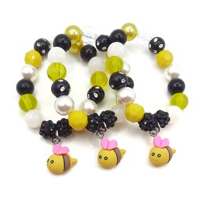 Yellow bee birthday bracelets party favors