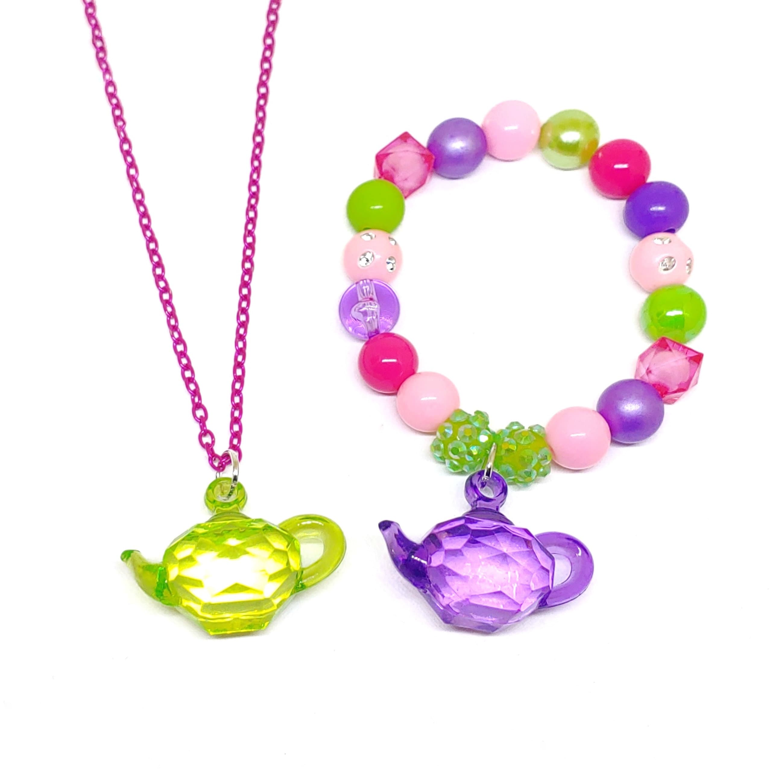 Girls Tea Party Jewelry Set Birthday Favors Necklace Bracelet Etsy