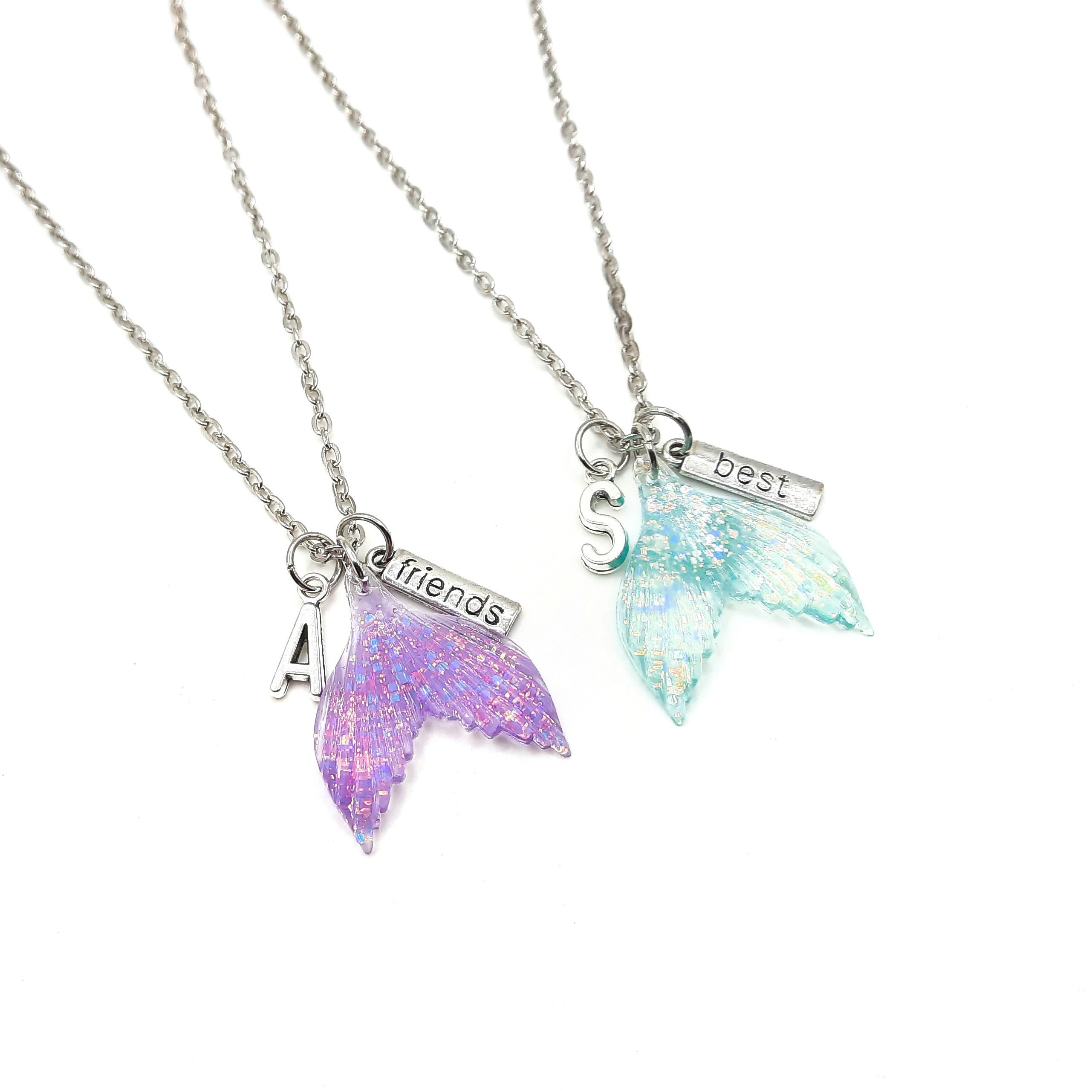 Claire's Best Friends Pink & Blue Split Heart Pendant Necklaces (2 Pack) |  CoolSprings Galleria