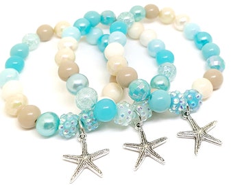 Girls starfish birthday bracelets party favors,  Teen beach thank you gifts