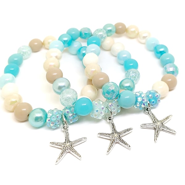 Girls starfish birthday bracelets party favors,  Teen beach thank you gifts