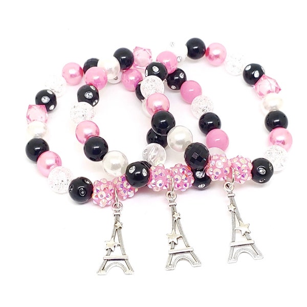 Eiffel Tower bracelets party favors, Girls paris birthday