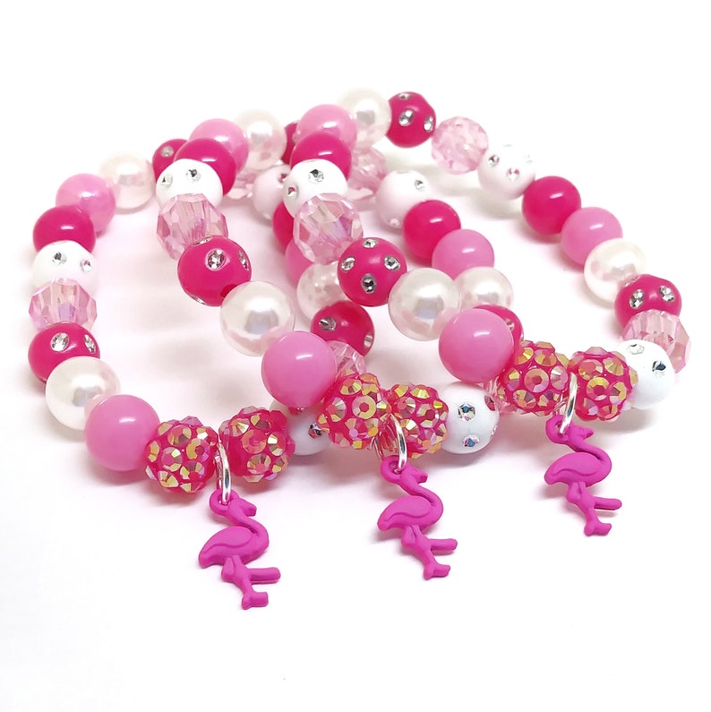 Girls Pink flamingo necklace bracelet jewelry set Flamingo birthday jewelry