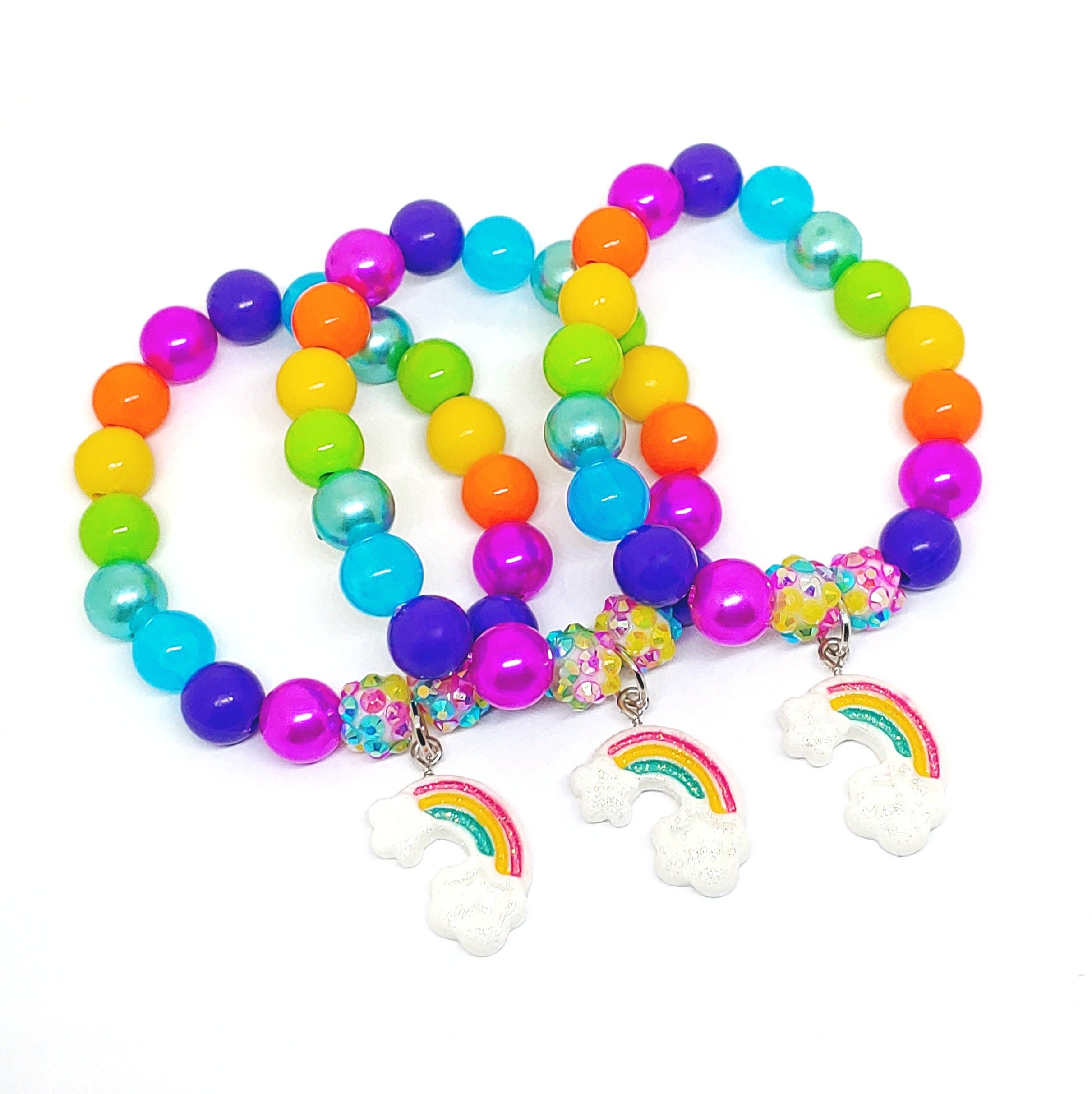 Rainbow Bracelets Party Favors Girls Glitter Rainbow Cloud Etsy
