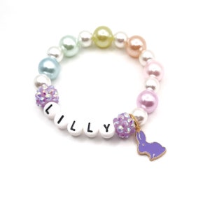 Girl's rabbit name bracelet Personalized easter bunny jewelry image 6