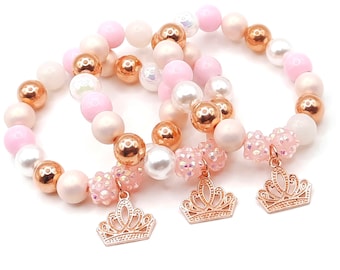 10 rose gold tiara bracelets party favors, set of 10 princess jewelry gifts