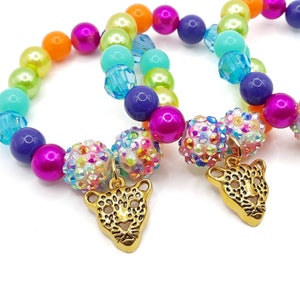 Rainbow Leopard Bracelets Party Favors Girls Cheetah Birthday - Etsy