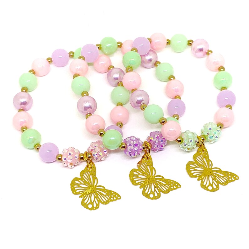 Butterfly bracelets favors in organza bags Garden birthday supplies