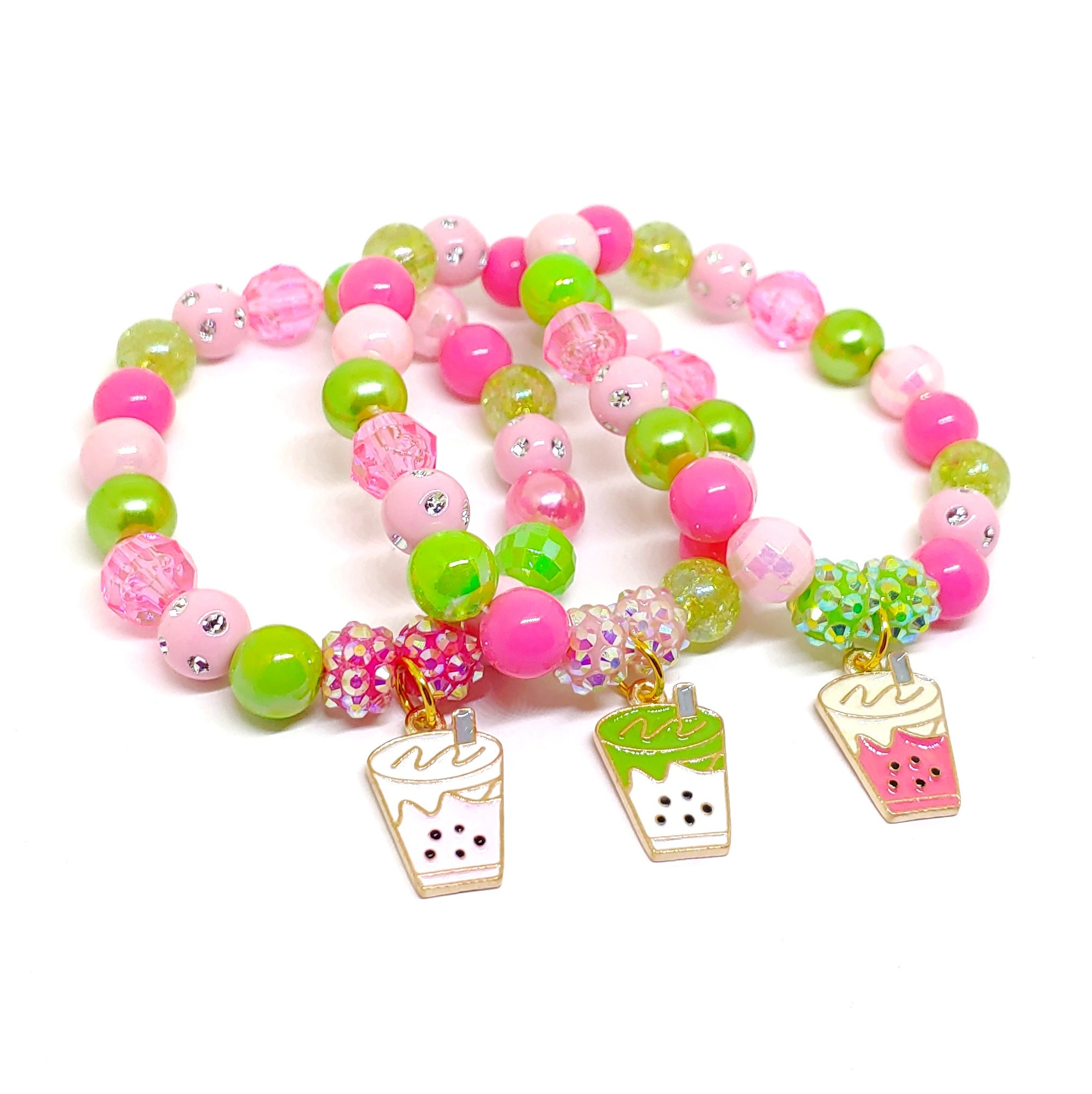 Girls Bubble Tea Bracelets Party Favors Bobo Birthday Etsy