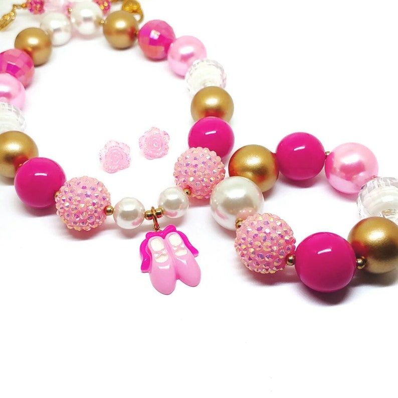Chunky ballet necklace bracelet earrings jewelry set